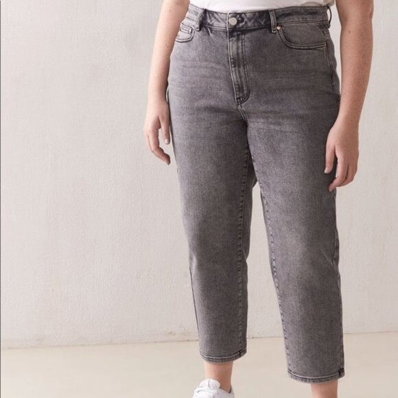 Addition Elle Women Gray High-Rise Slim Cropped Jean Lycra Size 10 - Picture 2 of 10